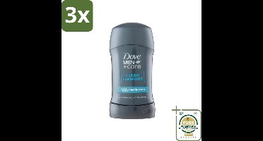3 x Dove - Deodorant - Stick Clean Comfort - Zachte bescherming - 50 ml - Grootverpakking - Deodorant Stick - Zweetbestrijding - Huidbescherming - Frisheid - Mannelijke Geur