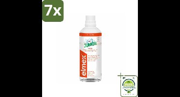 7 x Elmex Mondspoeling Junior (5-12 Jaar) 400 ml - Grootverpakking - Tandpasta Voor Kinderen - Tandspoeling Voor Jongeren - Cariës Bescherming - Fluoride Tandspoeling - Alcoholvrije Tandspoeling