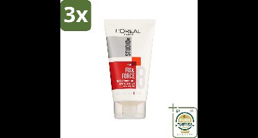 3 x L'Oréal Paris - Studio Line Essentials - Fix & Force - Gel - Super Strong - 150 ml - Grootverpakking - Fix & Force Gel - Styling Gel - Haarkleur - Haartype - Haartypen