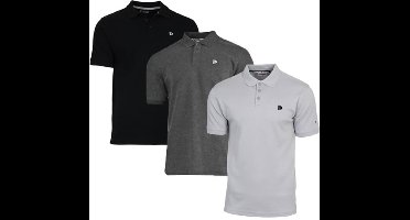 3-Pack Donnay - Polo (Noah) - Sportpolo - Heren - Black/Charcoal/Light Grey (768) - maat S