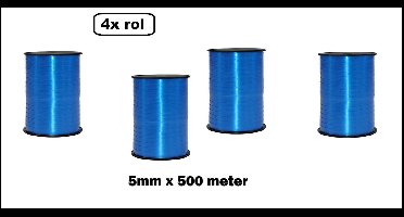 4x Krullint donker blauw 5mm x 500m - merk globos - krul lint kerst thema feest decoratie kado kadolint verjaardag