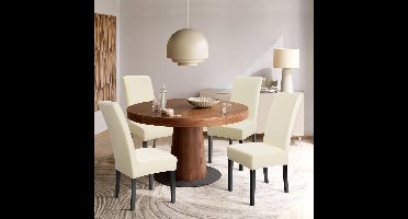 Stoelhoes - Stretch - 2 Stuks - Modern Stijl - Leer - Effen - Ademend - Machinewas - 50D x 50B x 60H centimeter - Kleur : Crème