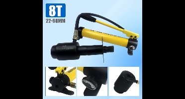 Hydraulische Pers – Hydraulische Platenpons – Werkplaatspers – Persgereedschap – Perstang – 8 Ton Kracht – 6 Verschillende Ponsmaten 22-60mm – Robuust Kunststof Gecoat Stalen Frame