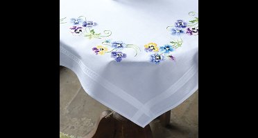 Vervaco - Tafelkleed kit - Viooltjes - PN-0145232 - Borduren - Borduurpakket - Borduurpakket volwassenen - Borduurpakket kind