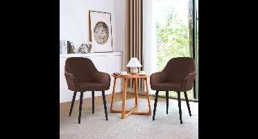 stoelhoezen - 2 stuks - Stretch - fluwelen - afneembaar - wasbaar - Niet waterbestendig - Modern Stijl - Effen - Elastisch - 41D x 49B x 42H centimeter - Kleur : bruin