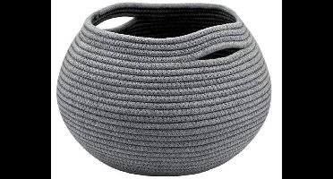 Opbergmand, wasmand, gevlochten mand, plankmand, toiletpapiermand, speelgoedmand, kinderopbergmand, 25,5 x 21 cm, rond, Grijs