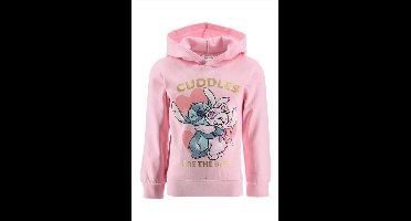 Disney Lilo&Stitch Sweater - CUDDLES ARE THE BEST - Hoodie - Stitch - Roze - Katoen/Polyester - Maat 104