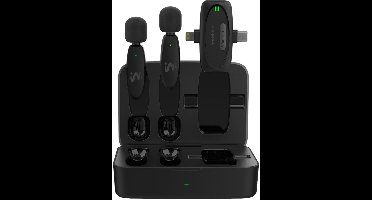 imoshion 2-pack Draadloze Microfoon met Oplaadcase - Geschikt voor o.a. USB-C & AUX - Bluetooth Mini Microfoon - Podcast Microfoon