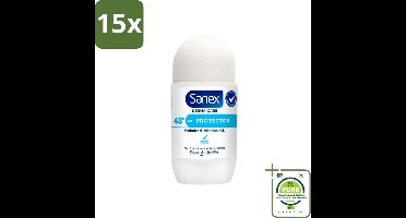 15 x Sanex – Deodorant Roller – Dermo Protector – 53 ml - Grootverpakking - Deodorant Roller - Huidbescherming - Zweetbehandeling - Geurvervoeging - Mineralen
