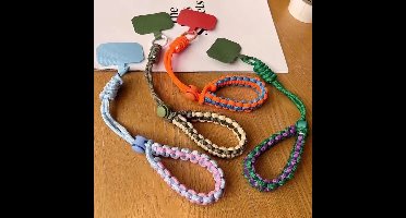 Handgeweven Universele Telefoonkoord - Polsbandje voor Outdoor Sporten - Veilig & Verstelbaar - Geel;Rood - Polyester;Nylon