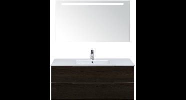Seville Badmeubelset 120 cm - 2 Laden Black Oak Edge - Wastafel Enjoy Enkel met Sence Spiegel