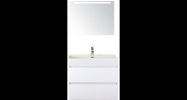 Maxx XL Badmeubelset 80 cm - Wit Hoogglans - Wastafel Kube 1 Kraangat met Sence Spiegel