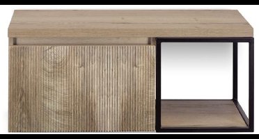 Frozen 3D Badmeubelset 100 cm - Greeplijst in Kleur - Zwart Frame - Wastafelbovenblad Grain Oak