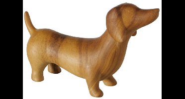 Boltze - Beeld - Sculpture - Teckel - Hond - Keramiek - Houtlook - 14x24cm