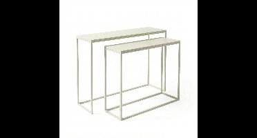Wandtafel (set 2 Stuks) Heemst - Metaal - Creme/Wit - 76 x 65 x 19 cm (BxHxD)