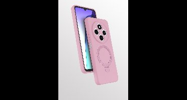Hoesje Geschikt voor Xiaomi Redmi 14C hoesje zacht siliconen Licht Roze - Liquid Backcover ring hoesje Geschikt voor Magsafe