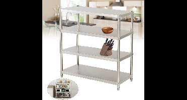 Keukenrek – Opbergrek – Gootsteenkast Organizer – Keukentrolley – Keukenorganizer – RVS Staal – 4 Niveaus – Max. 50 kg Draagvermogen