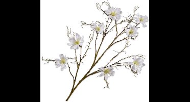 Silk-ka Kunstbloem-Zijden Bloem Magnolia Tak Wit 126 cm