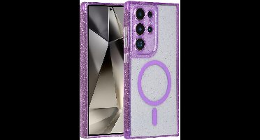 TUNIQ telefoonhoesje voor Samsung Galaxy S24 Ultra - MagSafe met glitter - Paars