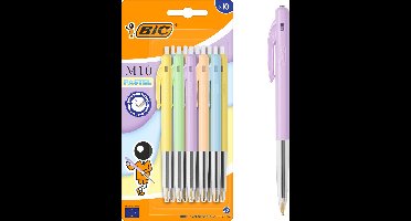 BIC M10 Original Pastel - Balpennen - Pen - Uitschuifbaar - Klikmechanisme - Balpen - Pennen - 10 Stuks