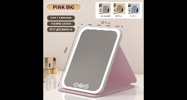 PULUZ - Vouwenbare Slimme Make-upspiegel - LED Zachte Verlichting - 3 Lichtmodi - Type-C Opladen - 5W-23x17.5cm-Roze
