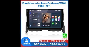 Awesafe Autoradio - Draadloos Apple CarPlay Android Auto - Geschikt Voor Mercedes Benz C-Klasse W204 2006 t/m 2011 - RAM 1GB + ROM 32GB - Autoradio met navigatie GPS - Radio Scherm - 2006 2007 2008 2009 2010 2011