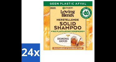 24 x Garnier - Loving Blends - Solid Shampoo - Honing Goud - Beschadigd of Breekbaar Haar - 1 Fles Shampoo - Vaste Shampoo - Shampoo Bar - Biologische Shampoo - Duurzame Shampoo - Shampoo Zonder Plastic