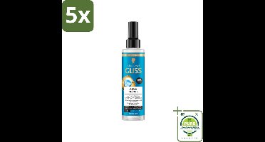 5 x Gliss - Anti-Klit Spray Aqua Revive - Voor Hydraterend en Makkelijk Doorkambaar Haar - 200 ml - Grootverpakking - Glans Spray - Anti-Klit Spray - Hydratatie Haar - Droog Haar - Haar Verzorging