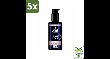5 x Gliss - Haarserum - Night Elixer Overnight Reconstruction - Tegen Gespleten Haarpunten - 100 ml - Grootverpakking - Haar Serum - Nacht Serum - Gespleten Haarpunten - Haarherstel - Haargel