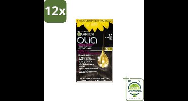 Garnier - Olia 3 - Haarkleuring - Donkerbruin - Zonder Ammoniak - Intense Langhoudende Kleur - 100% Grijsdekking - Voordeelverpakking - 12 stuks - Permanente haarkleuring - Haarkleur