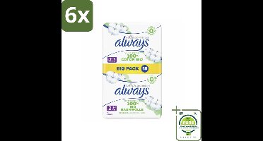 Always - Maandverband - Long - Cotton Protection - Met Vleugels - Maat 2 - 18 Maandverband - Voordeelverpakking - 6 stuks - Maandverband - Biologisch katoen