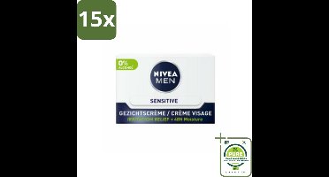 15 x NIVEA MEN - Sensitive - Dagcrème Gezicht - 50 ml - Grootverpakking - Gevoelige Huid - Dagcrème - Gezichtsverzorging - Huidirritatie - Roodheid