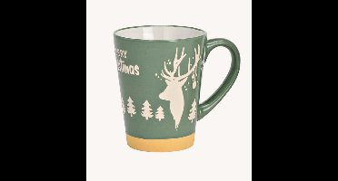 Mok elanden "Merry Christmas" groen 360ml