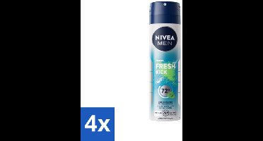 NIVEA MEN - Deodorant Spray - Fresh Kick - 150 ml - Voordeelverpakking - 4 stuks