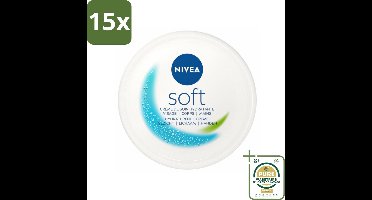 15 x NIVEA - Crème - Zachte Pot - Hydraterend - Gezicht, Lichaam, Handen - 200 ml - Grootverpakking - Hydraterende Crème - Gezichts- En Lichaamscrème - Zachte Huid - Vitamine E - Jojoba-olie
