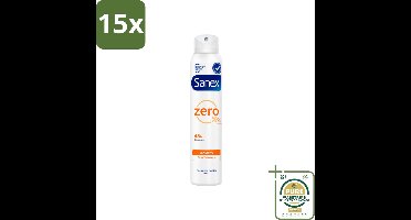15 x Sanex - Deodorant Spray - Zero% Sensitive - Zonder Aluminiumzouten - 200 ml - Grootverpakking - Sanex Zero% Deodorant Spray - Gevoelige Huid - Gevoelige Huid Deodorant - 0% Aluminiumzouten - 0% Alcohol