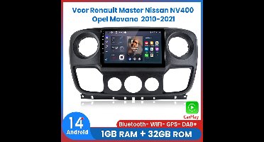 Awesafe Autoradio Voor Renault Master / Nissan NV400 / Opel Movano 2010 t/m 2021 - Apple Carplay & Android Auto - 1+32GB - GPS Navigatie RDS - Bluetooth & Wifi