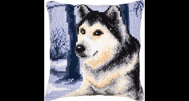 Vervaco - Kruissteekkussen kit - Husky - PN-0008775 - Borduren - Borduurpakket - Borduurpakket volwassenen - Borduurpakket kind