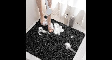 Douchemat - 60 x 60 cm (Vierkant) - Polyvinylchloride (PVC) - antislip - zachte luffa - met afvoer - sneldrogend - Kleur : Zwart