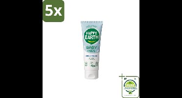 5 x Happy Earth – Diaper Cream – 100% Natuurlijk Baby & Kids – 75 ml - Grootverpakking - Babybillenbescherming - Luieruitslag Voorkomen - Zachte Babyhuid - Zinkoxide Crème - Natuurrustende Crème