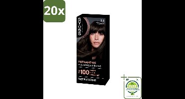 20 x SYOSS - Permanent Coloration 3-1 - Haarverf - Permanente Haarkleuring - Donkerbruin - Grijsdekking - Grootverpakking - Permanente Haarkleur - Donkerbruin Haar - Grijsdekking - Keratine - Haarkleur