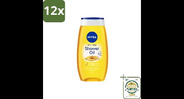 NIVEA - Doucheolie - Natuurlijke Doucheolie - 200 ml - Voordeelverpakking - 12 stuks - Natuurlijke oliën - Zachte huid