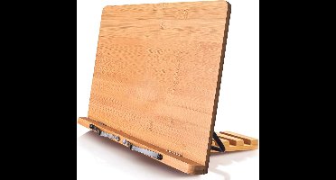 Grote boekenstandaard van bamboe - Verstelbare leessteun voor boeken, tablets en smartphones