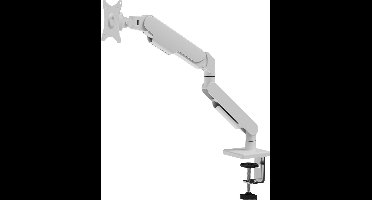 DESQ® Monitor Arm met Gasveer - 17-32 Inch - Quick Release VESA - Bureauklem + Bladdoorvoer - Wit
