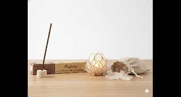 Complete Meditatie Geschenkset - Song of India Wierook, Bergkristal & Lotus Sfeerlichthouder - Creëer Jouw Rustmoment