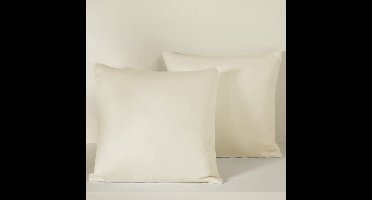 De Witte Lietaer Sierkussensloop Set Olivia Sand - 40 x 40 cm - Satijn Katoen