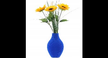 3D Vaas Blauw 16cm Hoge Decoratieve Kunststof Vaas