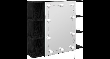 vidaXL - Spiegelkast - Zwart - Eiken - 70 - x - 16,5 - x - 60 - cm - Bewerkt - hout