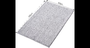Badmat - 40 x 60 cm (Rechthoekig) - Glad geweven - Hoogpolig - Antislip - Pluizig - Polyester - machinewasbaar - Kleur : Grijs