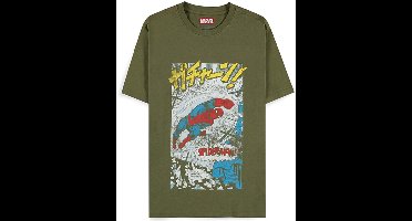 Marvel Spider-Man T-shirt – Retro Japanse Comic Print – Groen Unisex Shirt XL